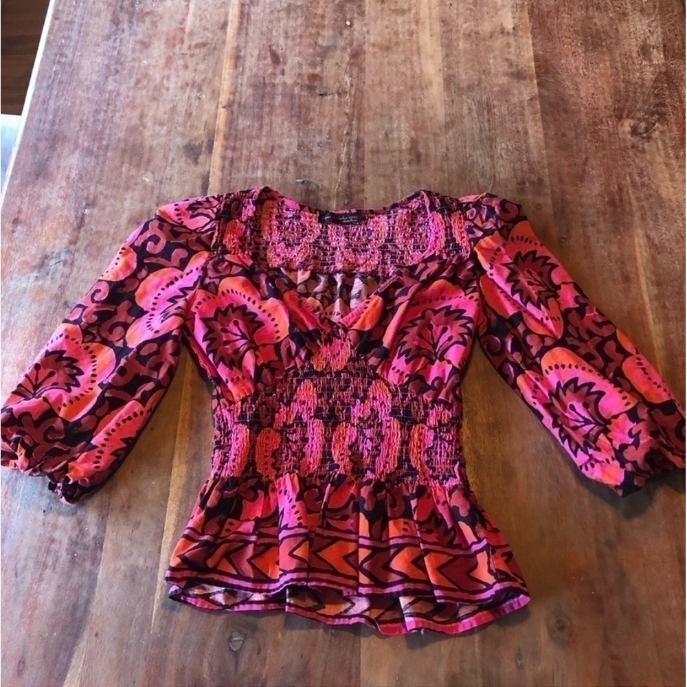 House of Harlow 1960 Blouse Smocked Floral Printed Top - Picture 8 of 9